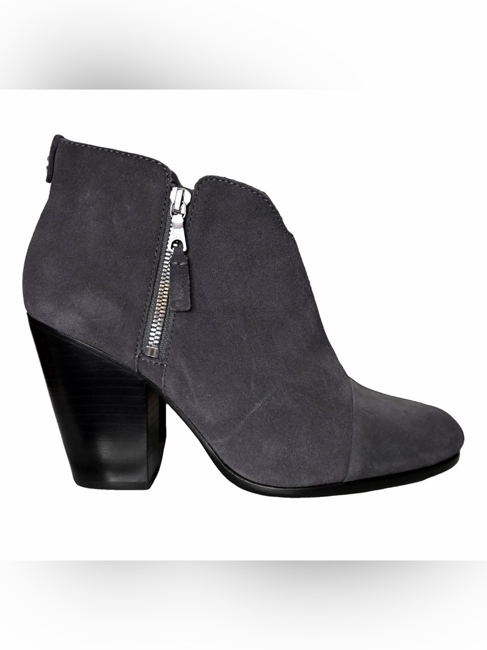 rag & bone Charcoal Gray Suede Block Heel Ankle Booties